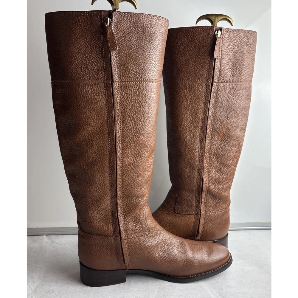Tory Burch Brown Leather Knee High Riding Boots Round Toe Women Size 10 M - Picture 4 of 12